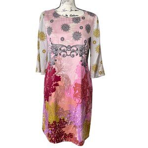 Anthropologie Yoana Baraschi Womens Size 10 Dress Silk Pink Floral Abstract